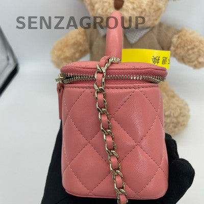Chanel Pink Quilted Lambskin Long Box Bag with Gold Hardware