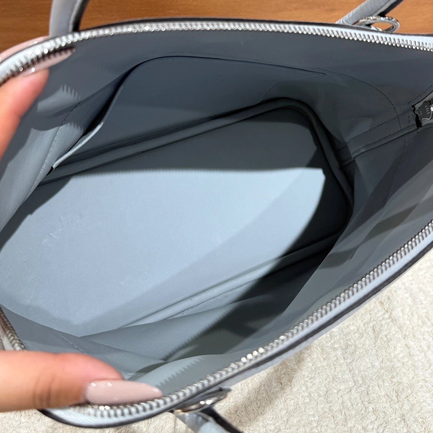 Hermes Bolide31 Top Handle Crossbody Blue Silver Women Classic Fashion