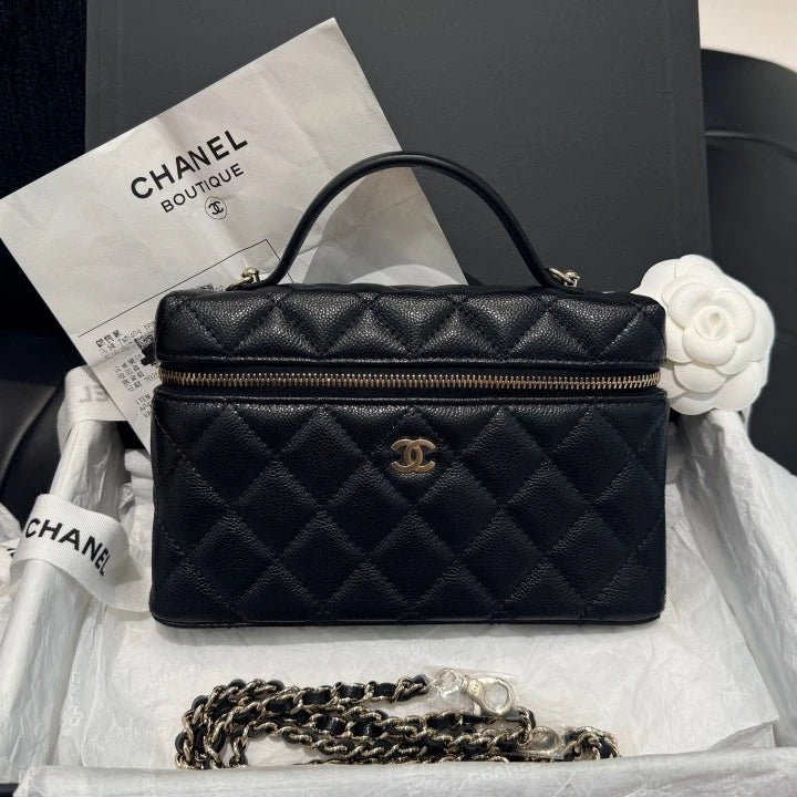 Chanel Lunch Box Bag Calfskin Chain Top Handle Crossbody Bag Women D