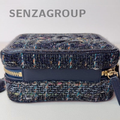 Chanel Tweed Snake Skin Camera Bag Small Chain Shoulder Crossbody