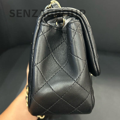 Chanel Classic Flap Quilted Chain Shoulder Crossbody Bag Black Gold