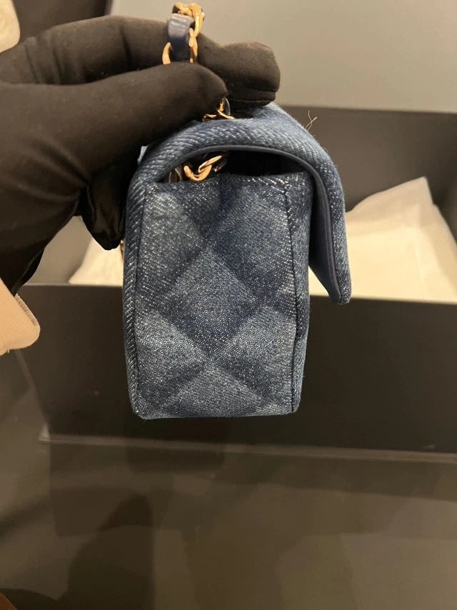 Authentic CHANEL Denim CF Mini Shoulder Crossbody Bag For Women