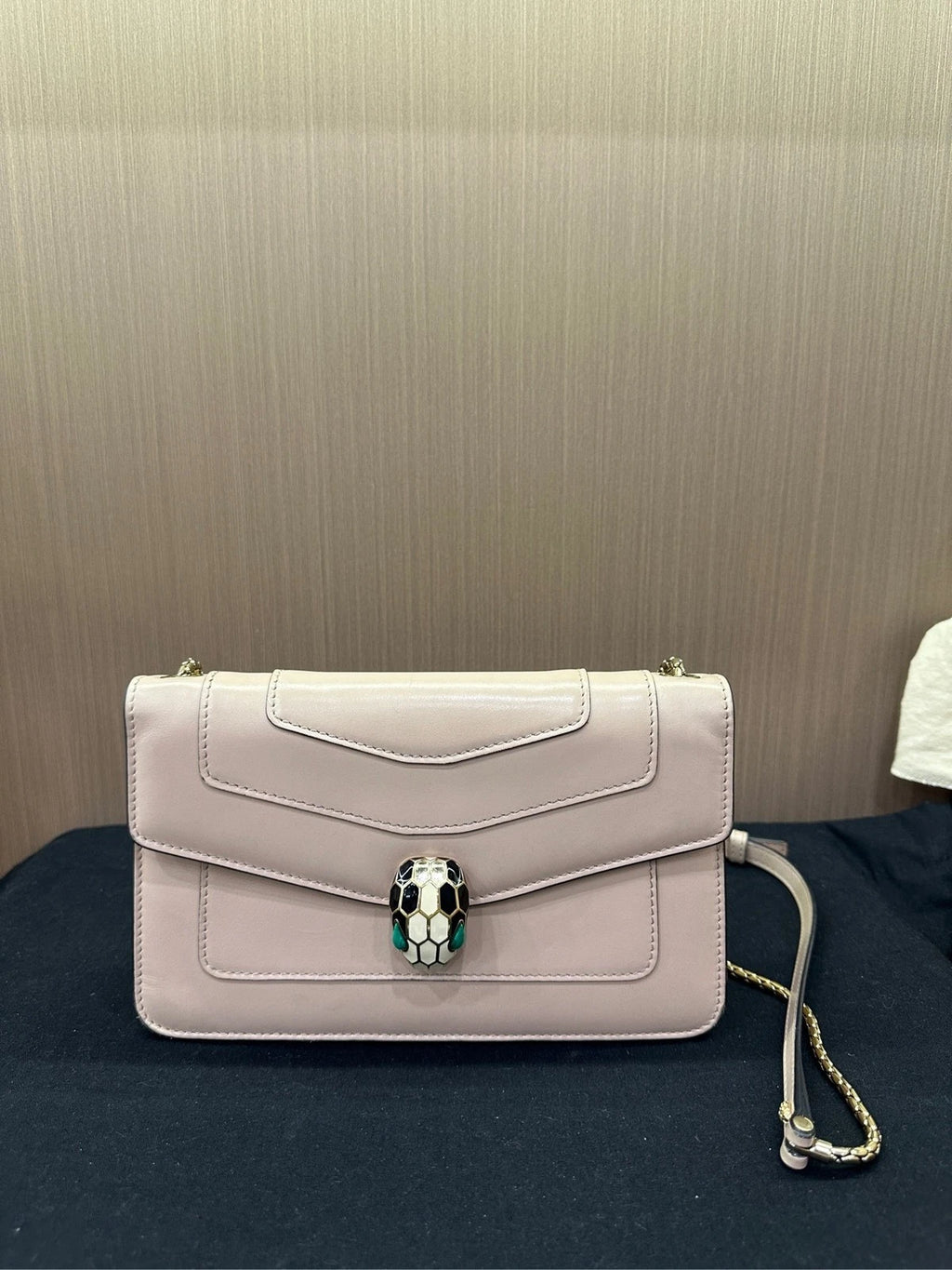 Bvlgari Beige Serpenti Accordion Shoulder Crossbody Bag For Women