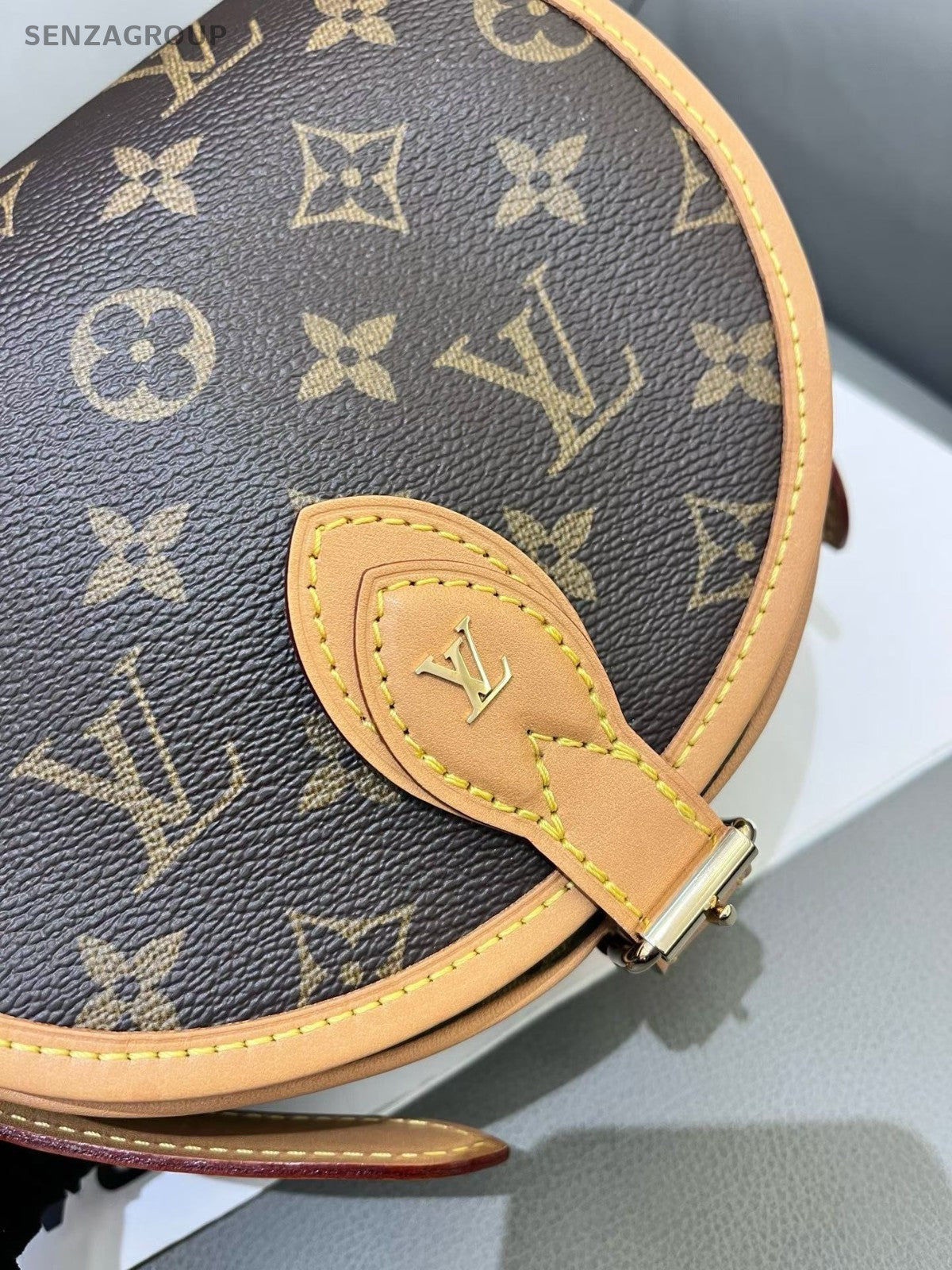Louis Vuitton Monogram Tambourine Shoulder Bag Crossbody Brown Gold Women