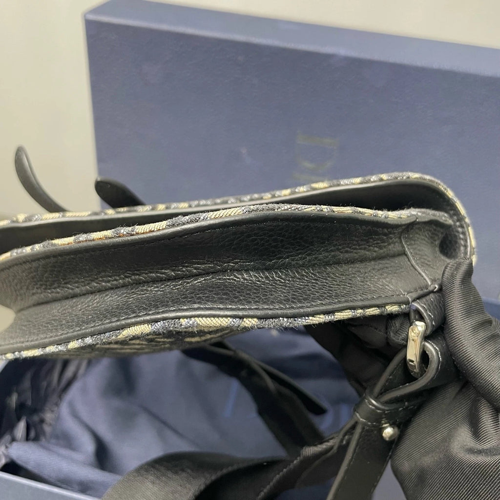 Dior Monogram Canvas Saddle Shoulder Bag Detachable Strap For Women