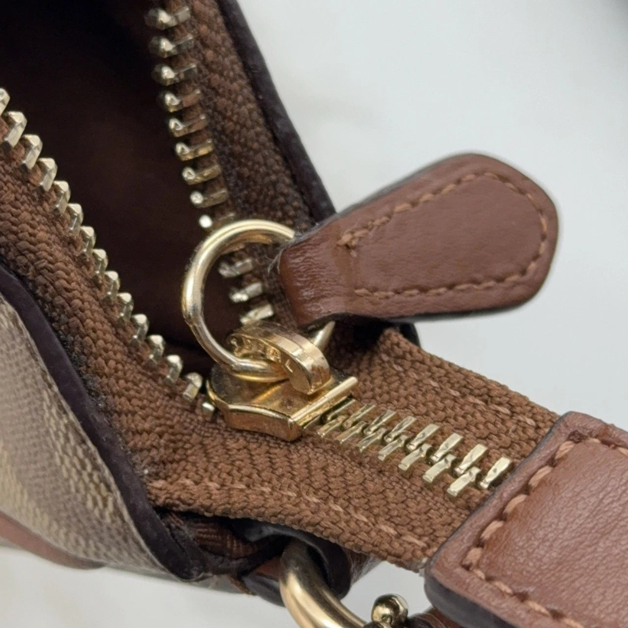 Coach Beige Monogram Canvas Shoulder Underarm Bag For Women