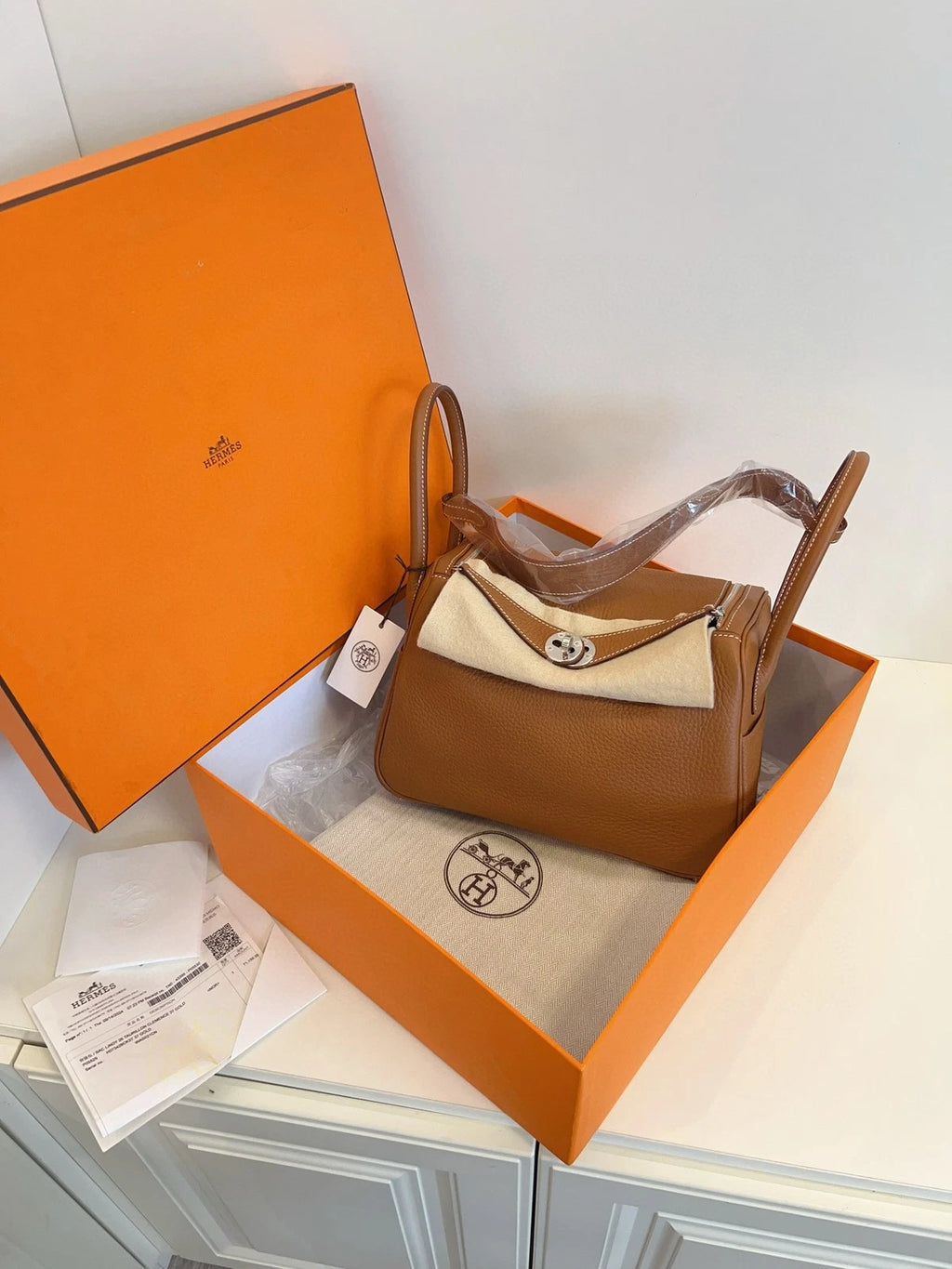 Hermes Lindy26 Brown Silver Handbag Shoulder Bag For Women