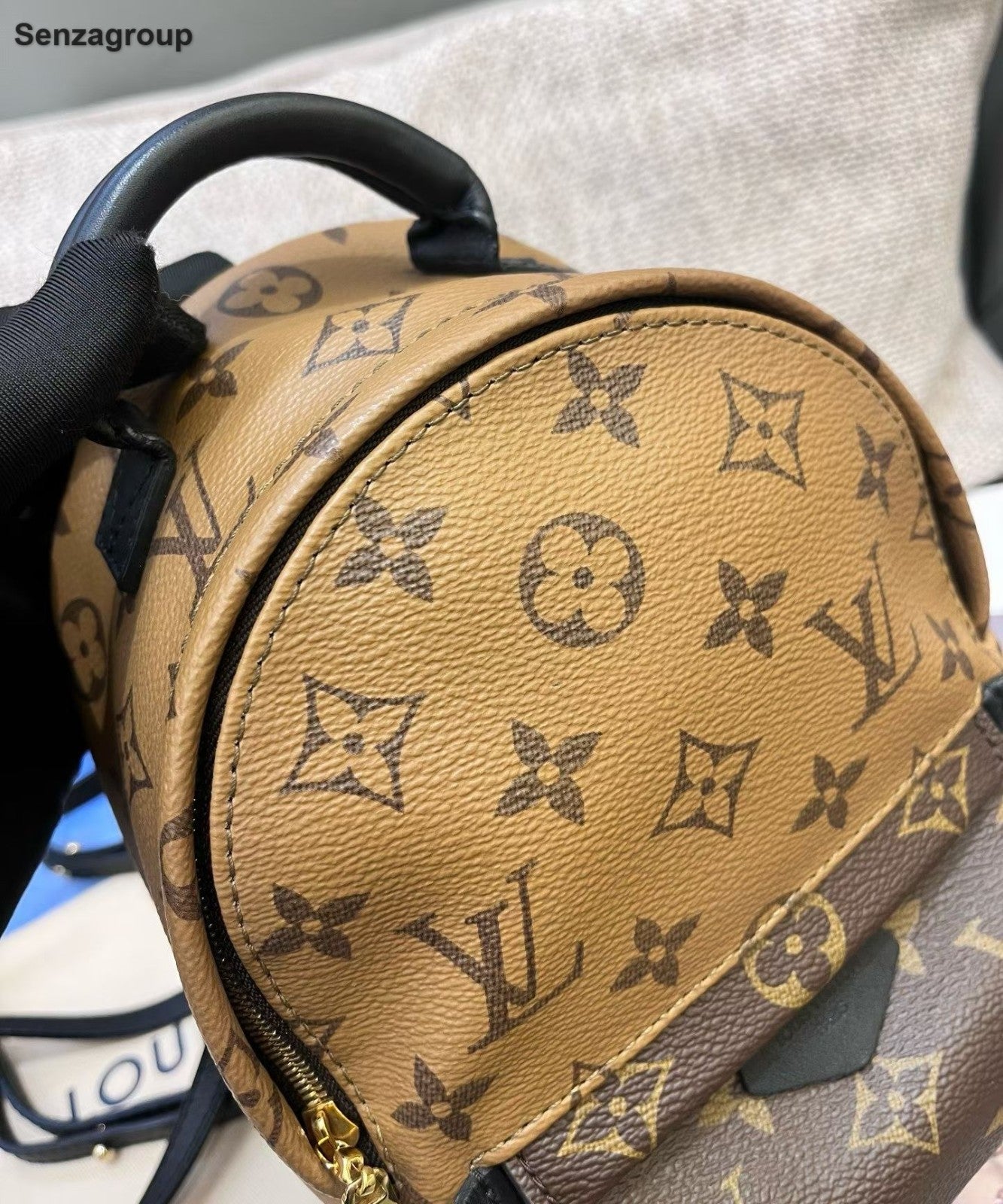 Louis Vuitton Palm Springs Mini Monogram Backpack Brown Gold Used Women Classic