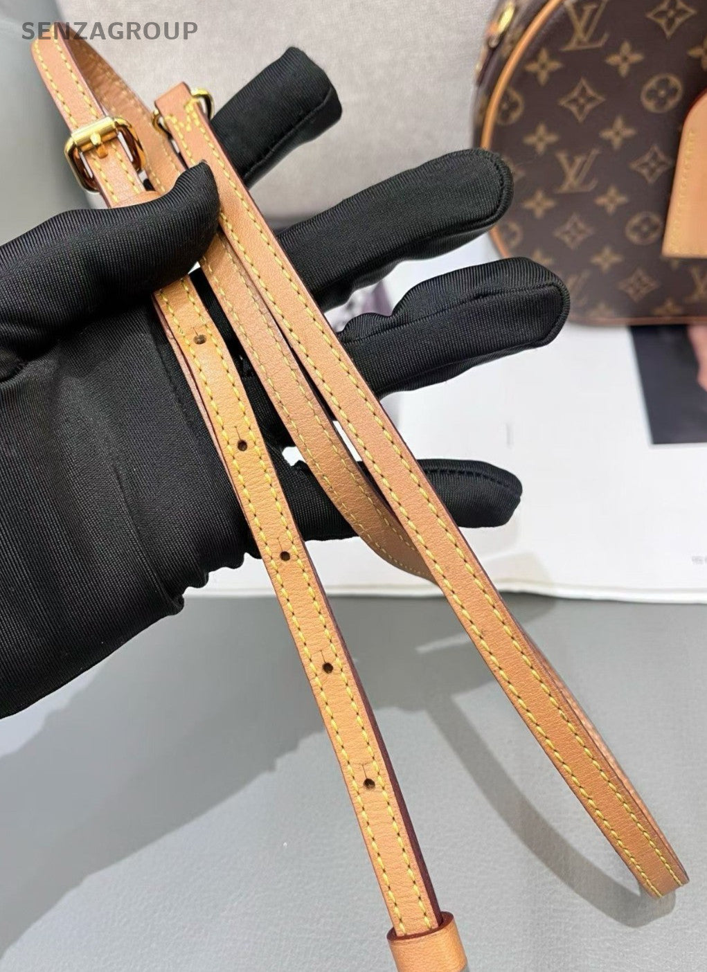 Louis Vuitton Monogram 2Way Top Handle Bag Crossbody Brown Gold Women Classic