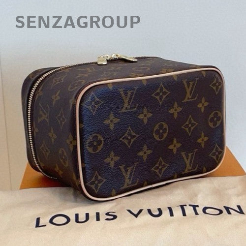Louis Vuitton Mini Nice Monogram Top Handle Beauty Case Brown Women Brand New