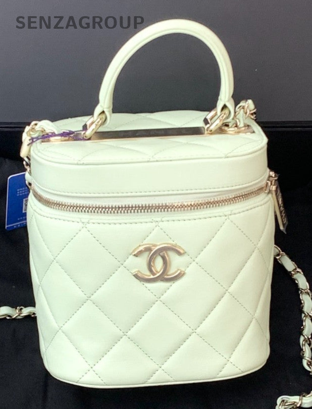 Chanel Trendy Lambskin Bucket Chain Shoulder Bag Crossbody Green Gold Women
