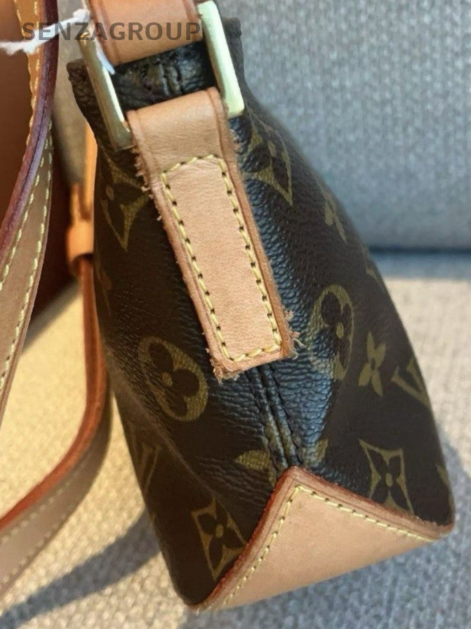 Louis Vuitton Monogram Vintage Shoulder Bag Brown Gold Women Classic