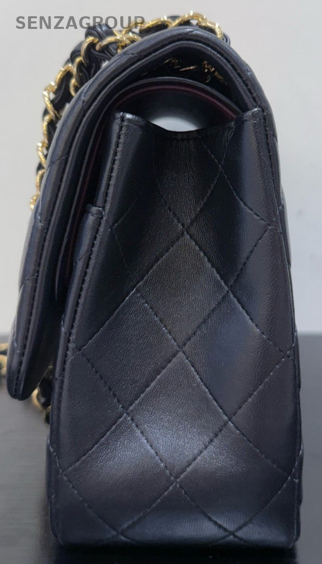 Chanel Classic Flap Jumbo Lambskin Chain Shoulder Bag Black Gold Women Diamond