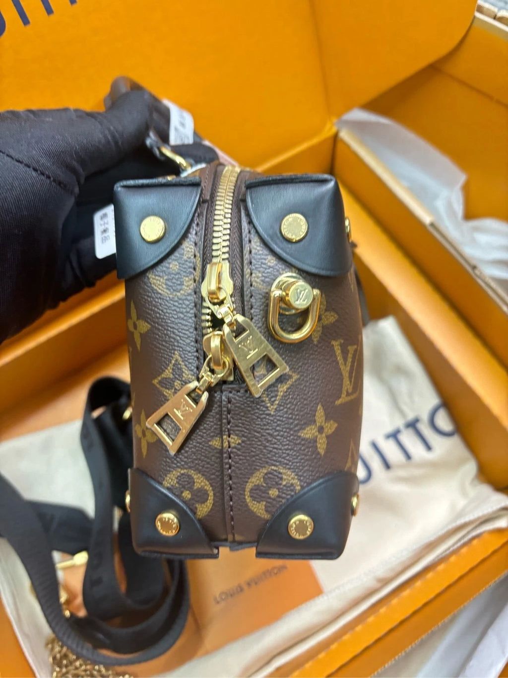 Louis Vuitton Petite Malle Souple Canvas Crossbody Handbag For Women