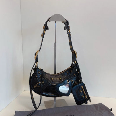 Balenciaga Le Cagole Hobo Shoulder Bag Black Gold Women Classic Fashion