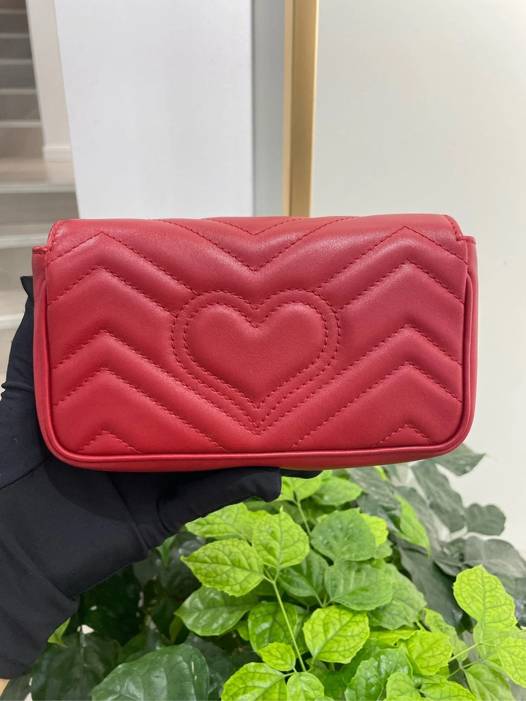 Gucci Marmont Supermini Red Leather Crossbody Bag For Women