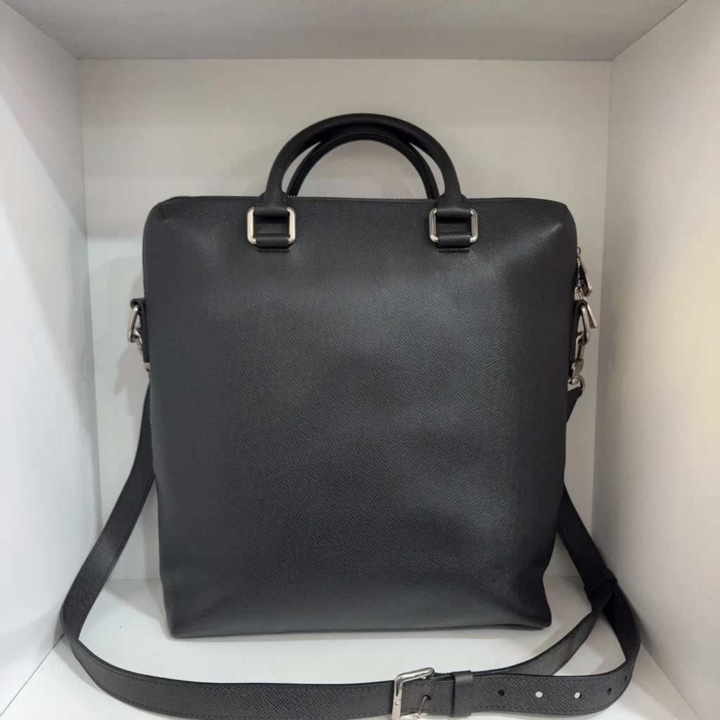 Louis Vuitton Black Taiga Leather Vertical Briefcase Handbag Crossbody Women