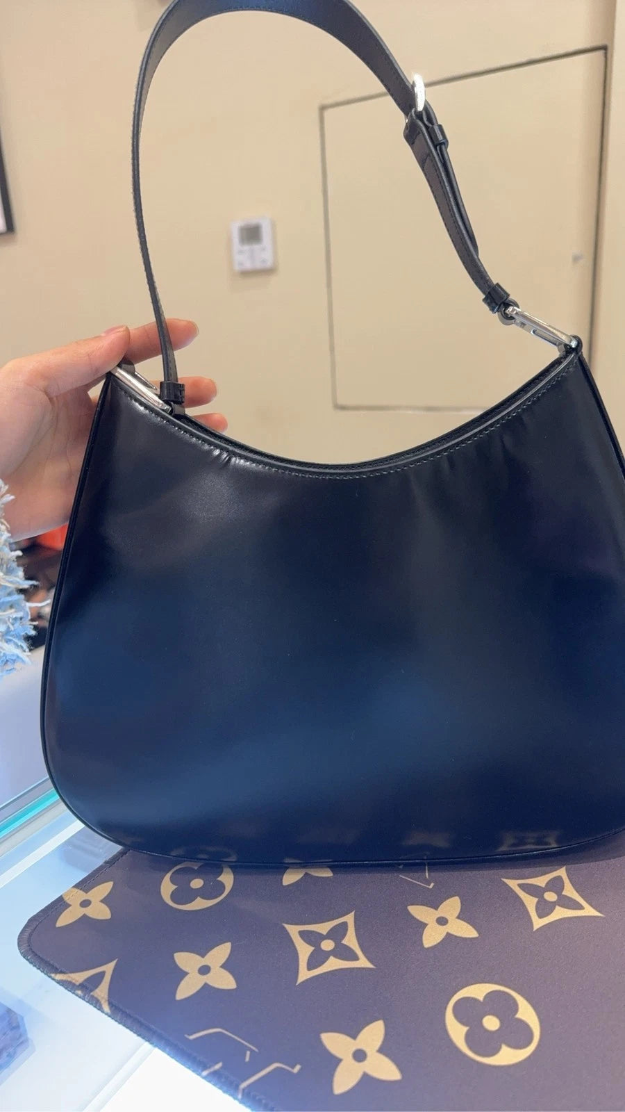 PRADA Full Leather Underarm Shoulder Bag For Women