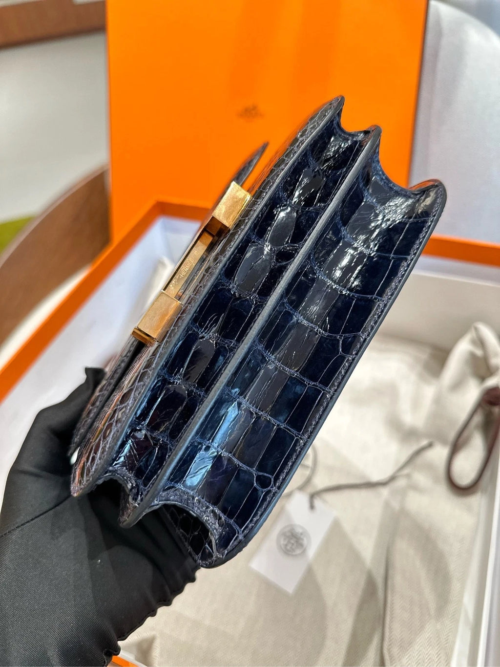 Hermes Midnight Blue Rose Gold Constance19 Bag Women