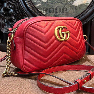 Gucci Marmont Medium Camera Bag Red Gold Classic Women's Shoulder Crossbody