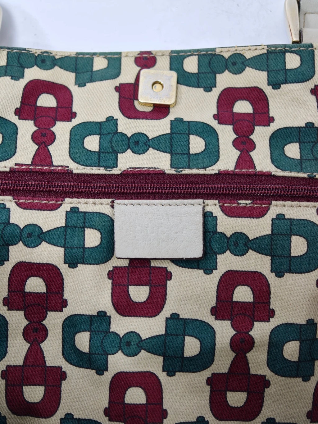Gucci Abbey D-Ring Tote Handbag Shoulder Bag Ivory Gold Women Classic