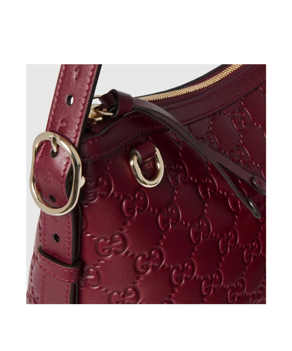Gucci Emblem MM Shoulder Bag Red Women Fashion