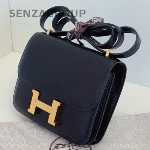 Hermes Constance Mini Black Gold Shoulder Bag Crossbody Women Classic Fashion