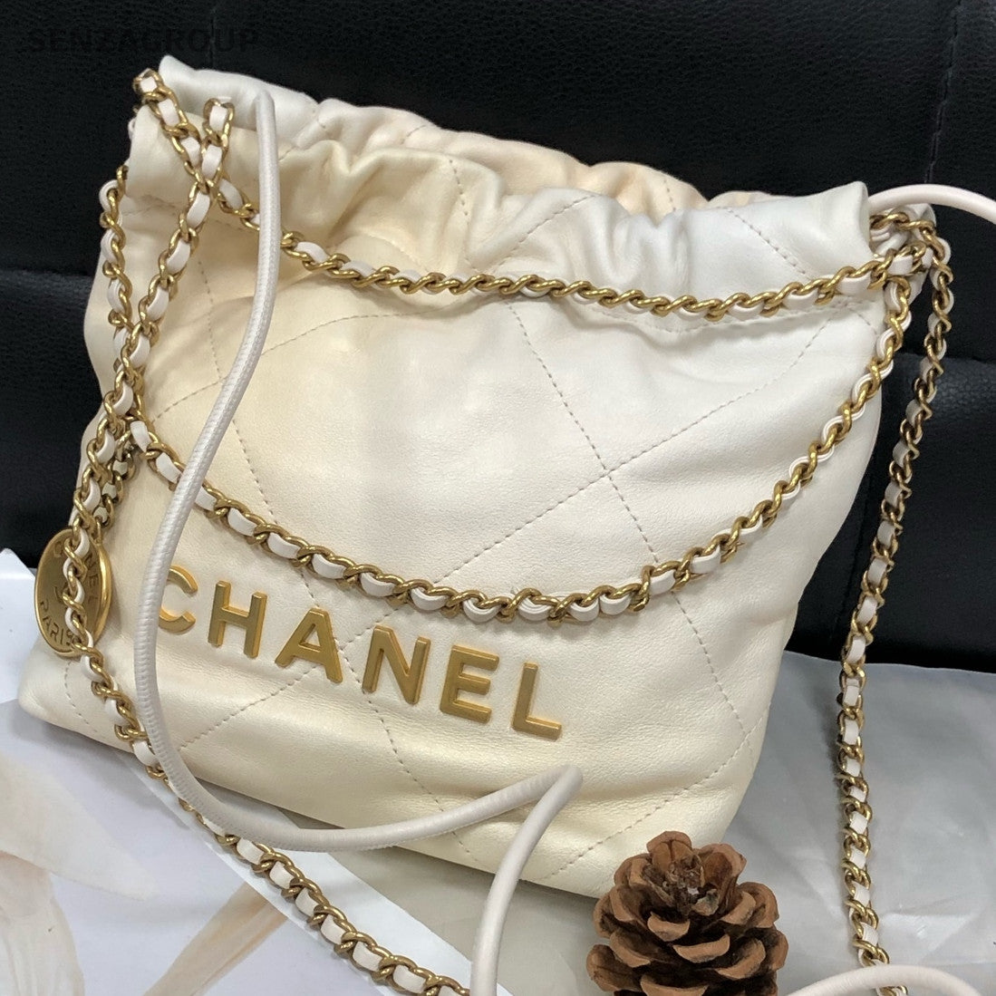 Chanel 22 Bag Mini Calfskin Gold Chain Crossbody Shoulder Bag Women Classic