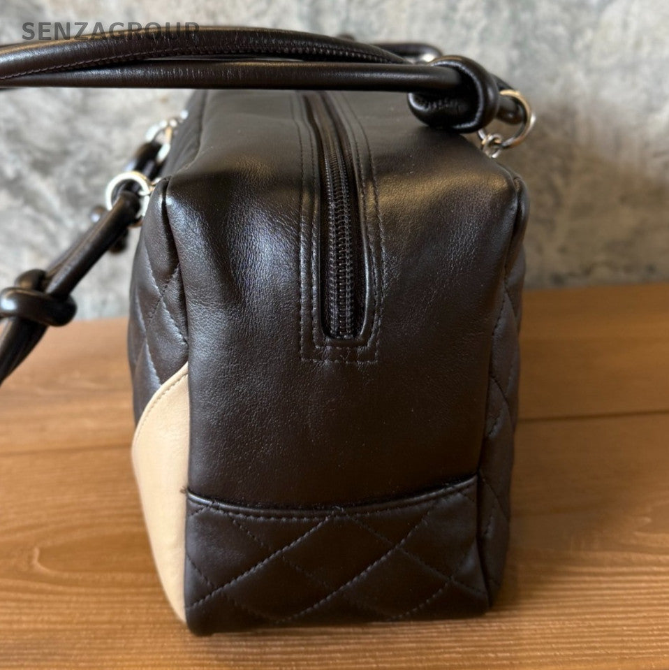 Chanel Cambon Diamond Shoulder Bag Black Silver Used Women Classic Fashion