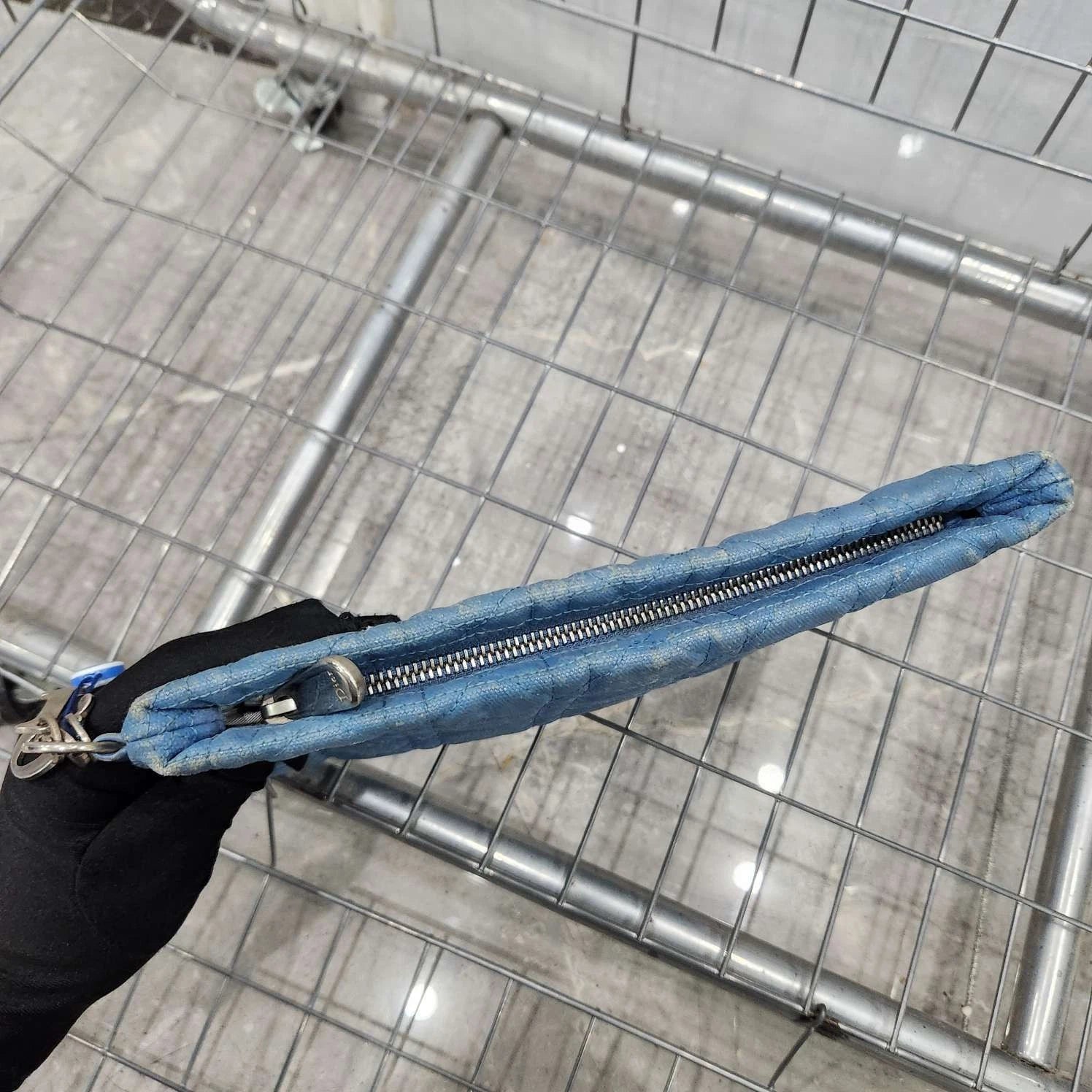 Dior Blue Quilted Tech Clutch Bag For Women