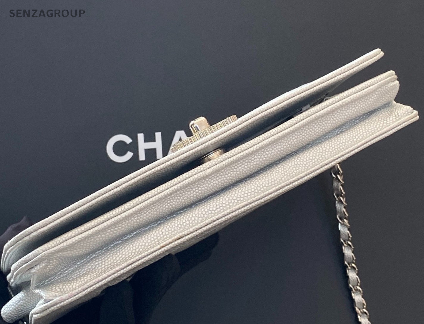 Chanel WOC Chain Lambskin Shoulder Bag Crossbody Silver Women Classic Designer