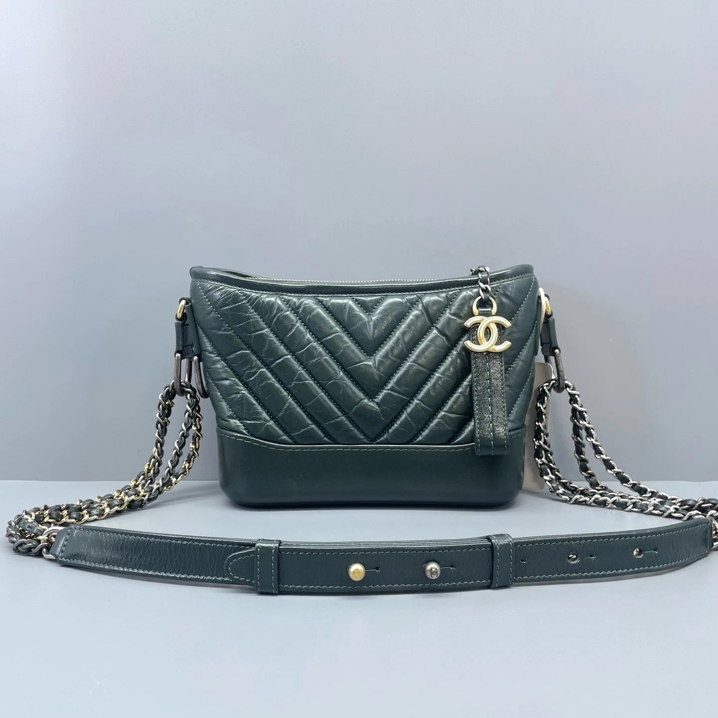 CHANEL Green Calfskin Small Crossbody Bag For Women