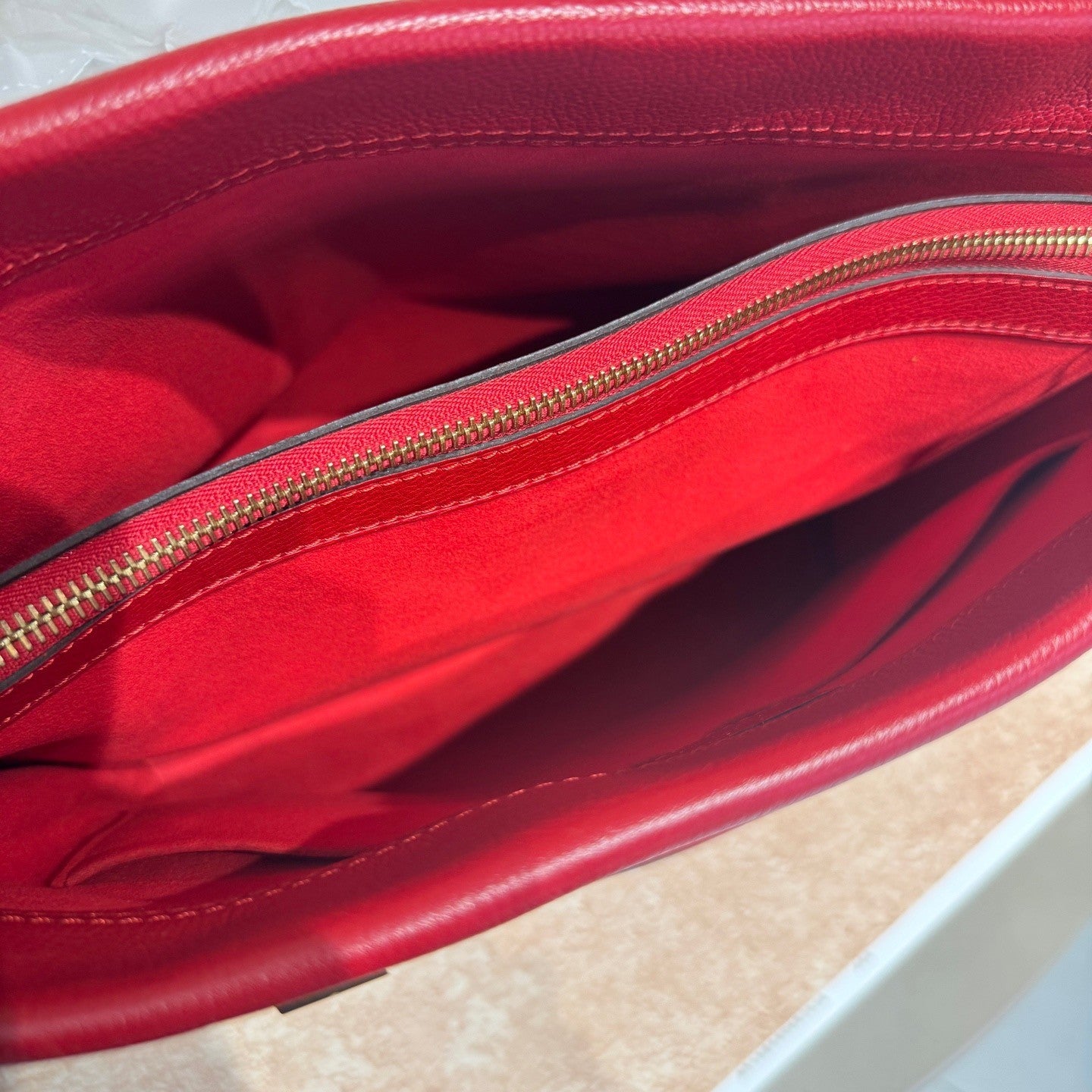 Louis Vuitton Pallas Tote Chain Monogram Shoulder Bag Brown Red Women Classic