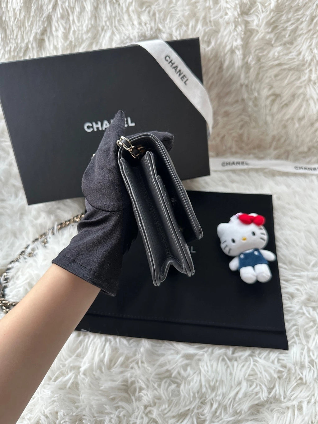 CHANEL Calfskin Trendy CC WOC Gray Crossbody Bag For Women