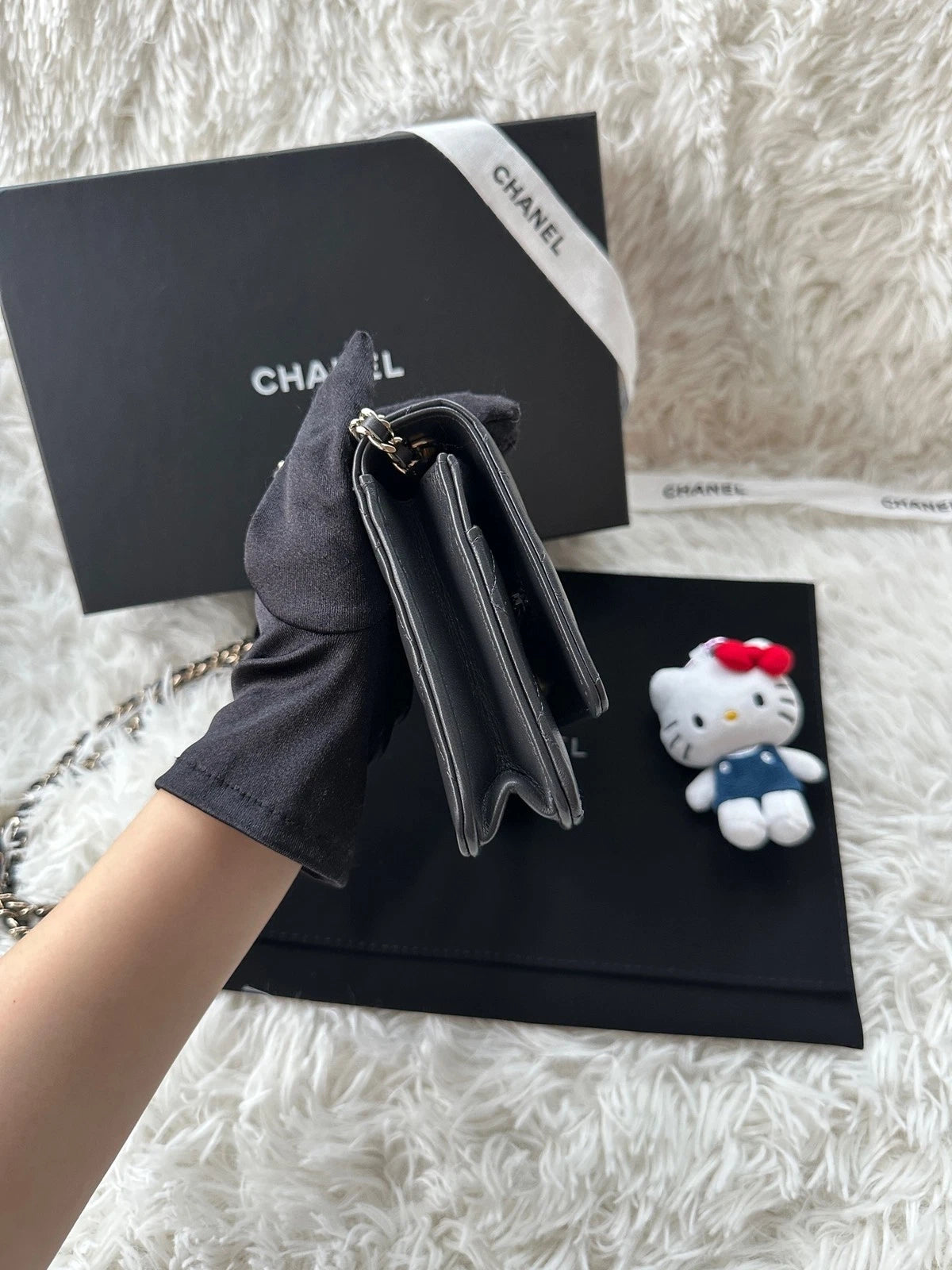 CHANEL Calfskin Trendy CC WOC Gray Crossbody Bag For Women