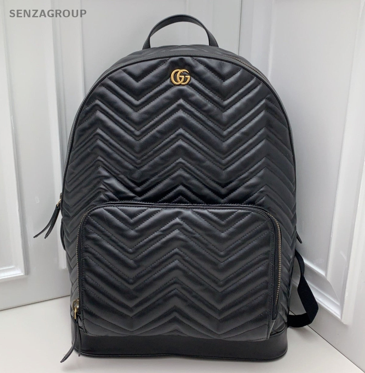 Gucci Backpack Calfskin Black Gold Unisex Adults Classic