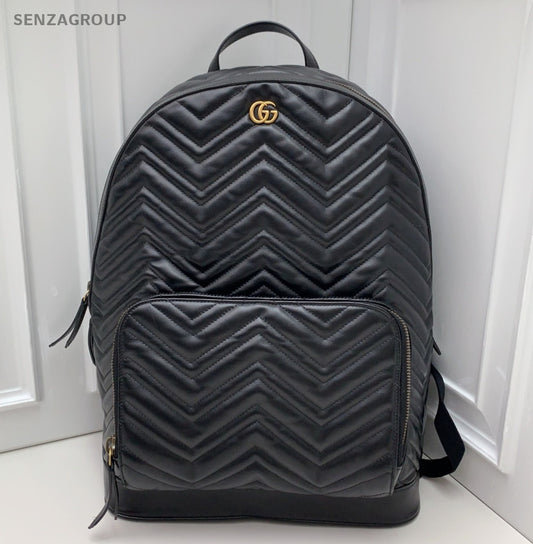 Gucci Backpack Calfskin Black Gold Unisex Adults Classic