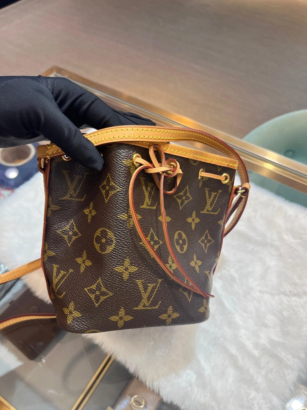 Pre-owned Louis Vuitton Canvas Nano Noe Bucket Bag For Women