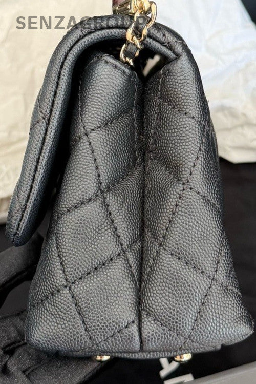 Chanel Coco Handle Mini Calfskin Top Handle bag Black Gold Women Classic
