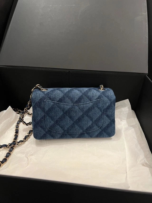 Authentic CHANEL Denim CF Mini Shoulder Crossbody Bag For Women