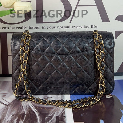 Chanel Black Gold CF Calfskin Medium Chain Shoulder Crossbody Bag