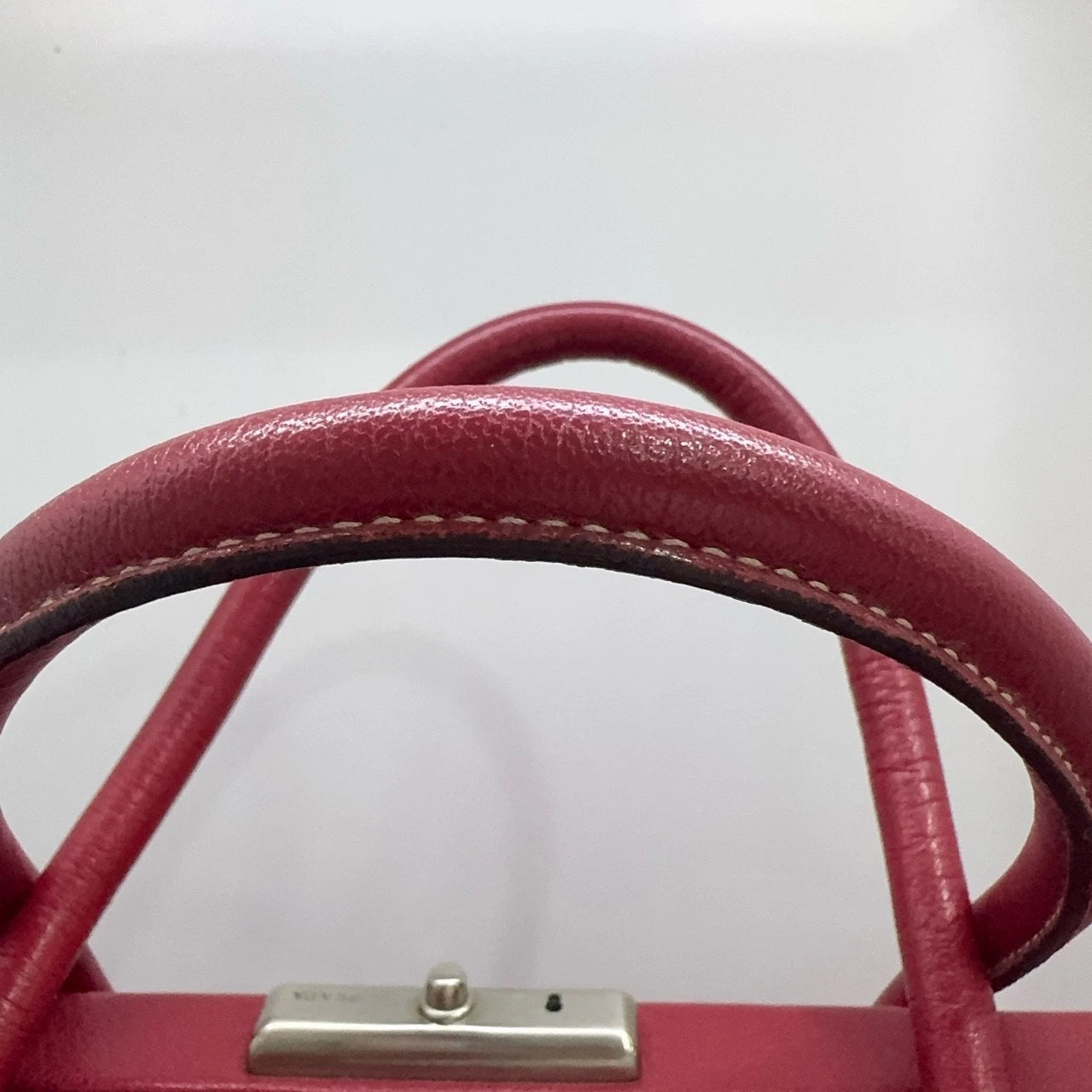 PRADA Red Full Leather Doctor Top Handle Handbag For Women