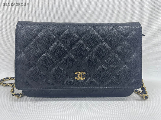 SJ0001 Chanel Classic Flap Wallet on Chain in Quilted Caviar Leather