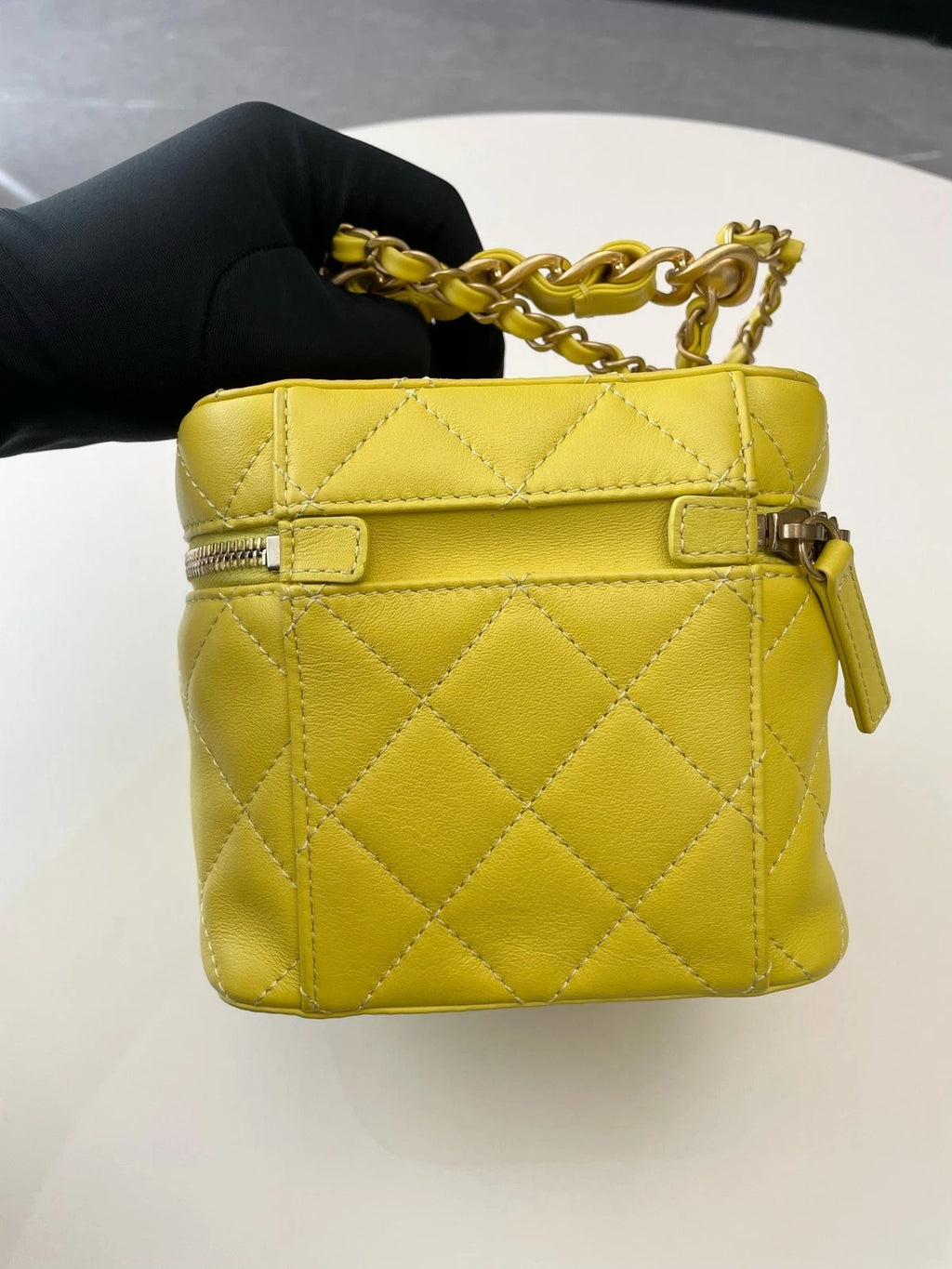 CHANEL Yellow Leather Box Shoulder Bag For Women