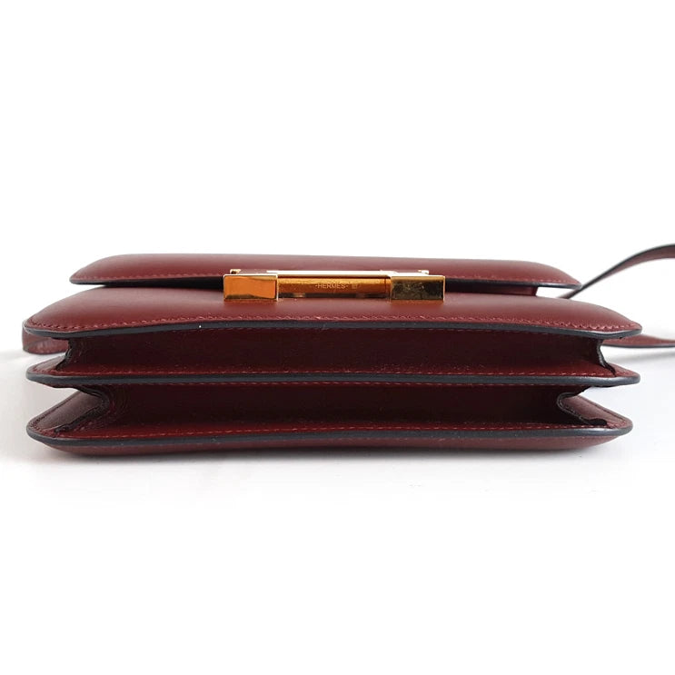 Authentic Hermes Constance19 Red Gold Hardware Shoulder Bag