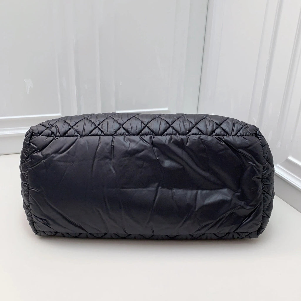 Chanel Puffer Tote Diamond Top Handle Bag Black Women Fashion