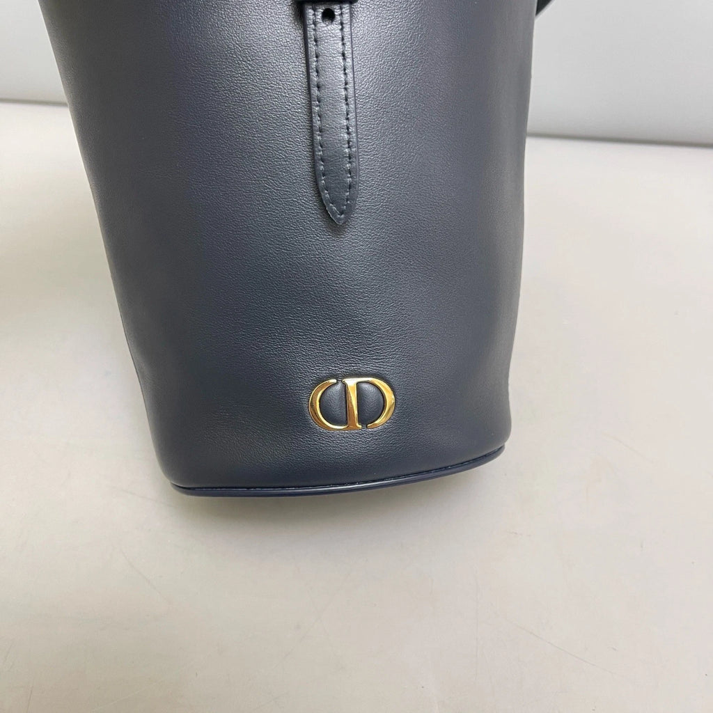 Authentic Christian Dior Montaigne Bucket Mini Shoulder Bag Black Gold Hardware