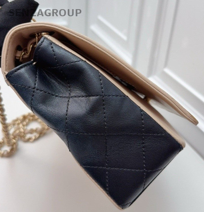 Chanel CF Leather Shoulder Crossbody Bag Women Brown Black