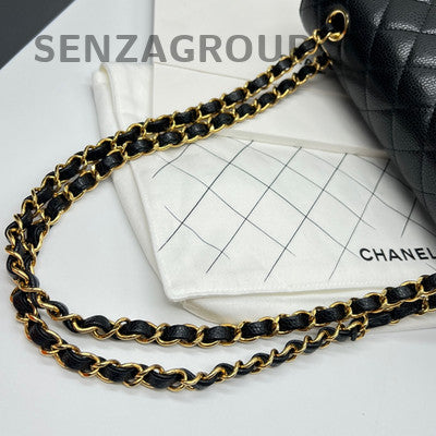 Chanel Black Caviar Classic Flap Medium Chain Shoulder Bag Women