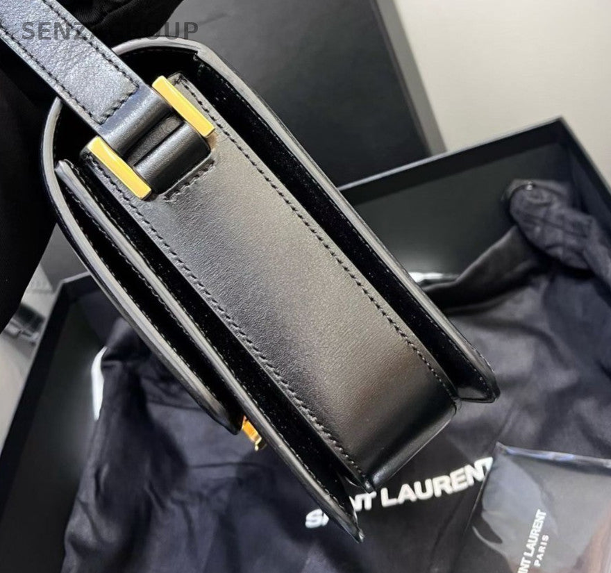 Saint Laurent Solferino 2Way Shoulder Bag Crossbody Black Gold Women Classic